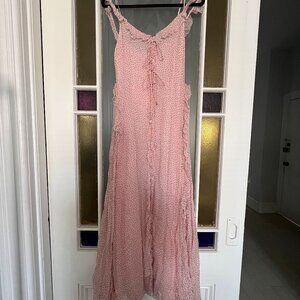 70/21 Polka Dot Pink Maxi Ruffle Dress